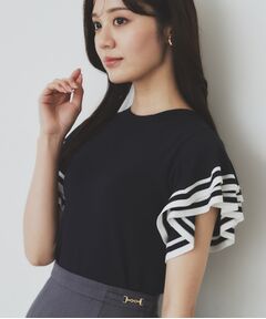 index / インデックス ニット・セーター | ボーダーフリルスリーブニット【洗濯機洗い可】