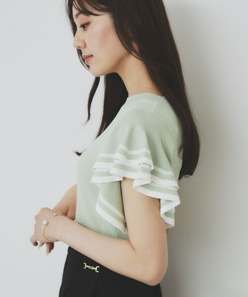 index / インデックス ニット・セーター | ボーダーフリルスリーブニット【洗濯機洗い可】 | 詳細1