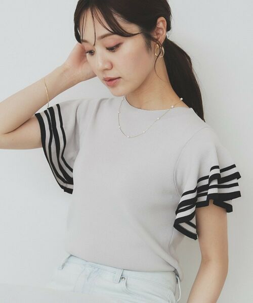 index / インデックス ニット・セーター | ボーダーフリルスリーブニット【洗濯機洗い可】 | 詳細5