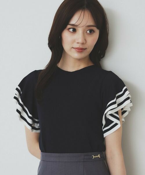 index / インデックス ニット・セーター | ボーダーフリルスリーブニット【洗濯機洗い可】 | 詳細9