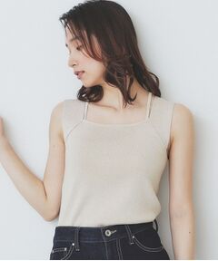 スクエアネックニットタンク【洗濯機洗い可】