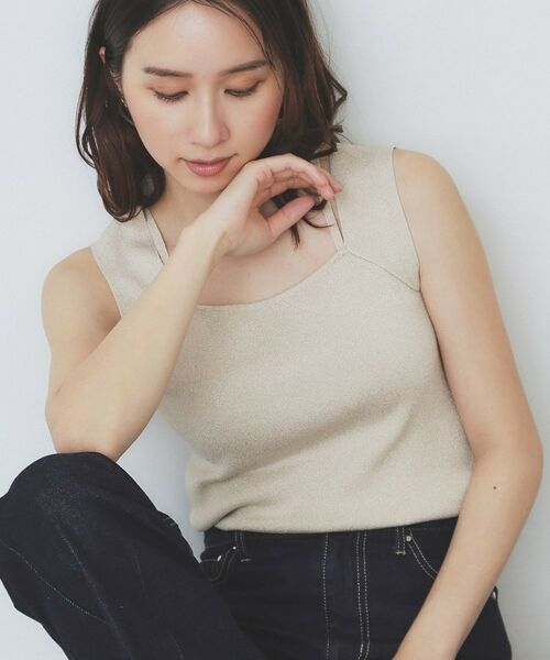 index / インデックス キャミソール・チューブトップ | スクエアネックニットタンク【洗濯機洗い可】 | 詳細1