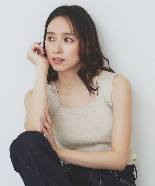 index / インデックス キャミソール・チューブトップ | スクエアネックニットタンク【洗濯機洗い可】 | 詳細2