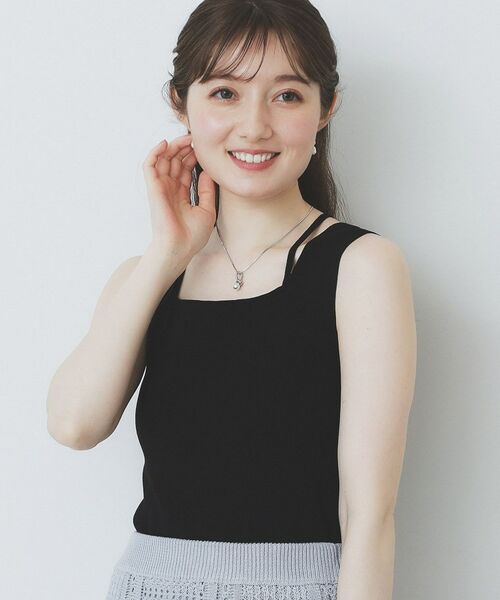 index / インデックス キャミソール・チューブトップ | スクエアネックニットタンク【洗濯機洗い可】 | 詳細5