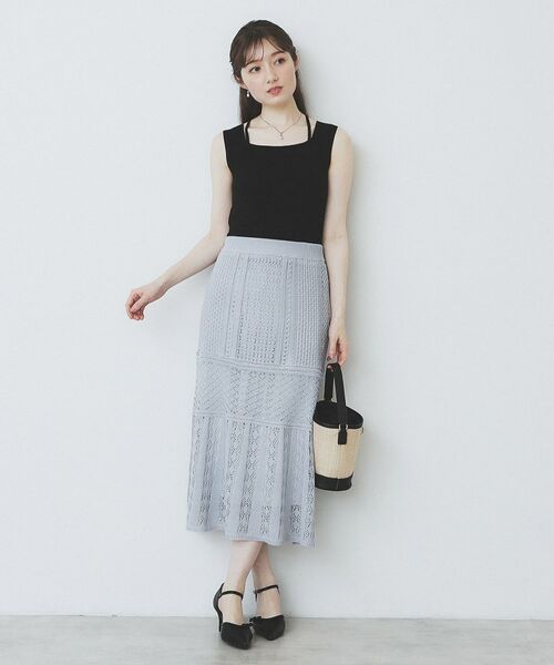 index / インデックス キャミソール・チューブトップ | スクエアネックニットタンク【洗濯機洗い可】 | 詳細6