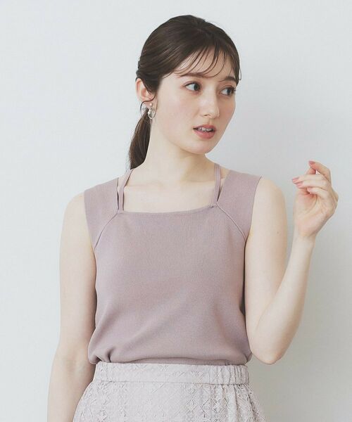 index / インデックス キャミソール・チューブトップ | スクエアネックニットタンク【洗濯機洗い可】 | 詳細9