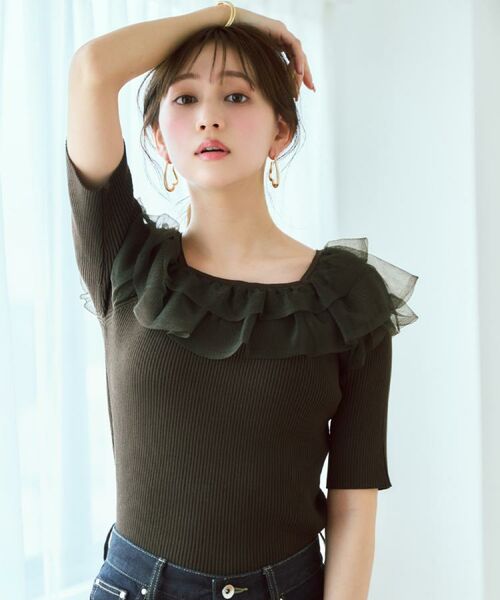 index / インデックス ニット・セーター | シアーラメフリルニット【洗濯機洗い可】 | 詳細1