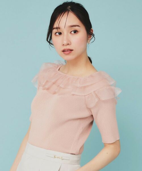 index / インデックス ニット・セーター | シアーラメフリルニット【洗濯機洗い可】(ライトピンク(070))