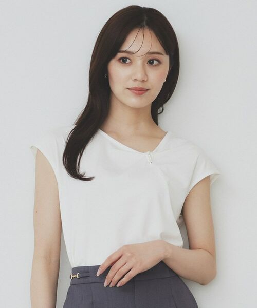 index / インデックス カットソー | アシメリボンフレンチトップス【接触冷感/UVケア/洗濯機洗い可】 | 詳細1