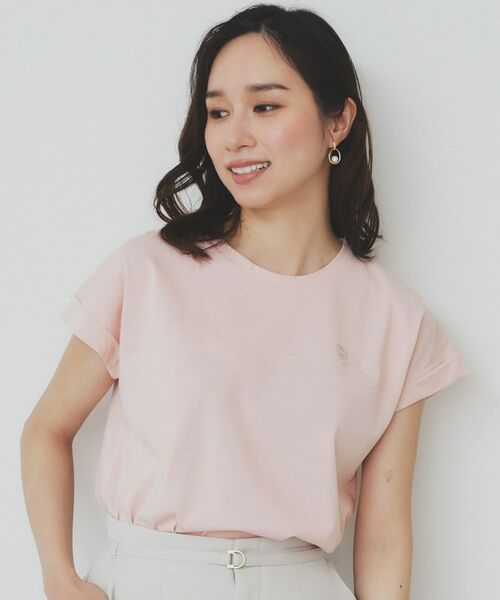 セール】 《6色展開/S-3Lサイズ》フラワー刺繍Tシャツ【汗ジミ