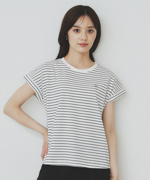 【 】刺繍 エッセンシャル スリム コットン Tシャツ index tシャツ 「6色展開/S-3Lサイズ」フラワー刺繍Tシャツ「汗