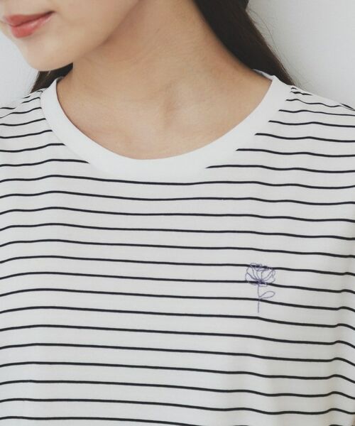 index / インデックス Tシャツ | 《6色展開/S-3Lサイズ》フラワー刺繍Tシャツ【汗ジミ防止/吸水速乾/接触冷感/UVケア/洗濯機洗い可】 | 詳細29