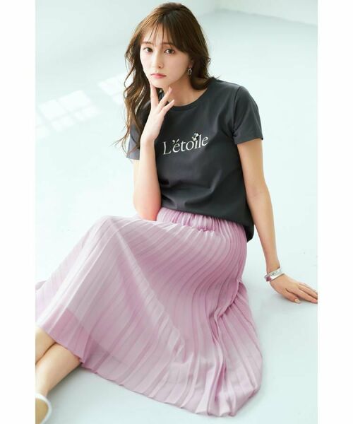 index / インデックス Tシャツ | 《美人百花掲載》ビジュー付きロゴTシャツ【接触冷感/UVケア/吸水速乾/汗ジミ防止/洗濯機洗い可】 | 詳細1