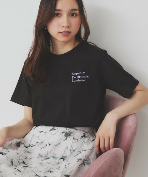 index / インデックス Tシャツ | ロゴ刺繍Tシャツ【UV/接触冷感/洗濯機洗い可】(ブラック(019))