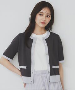 index / インデックス カーディガン・ボレロ | ラメバイカラー半袖カーディガン【洗濯機洗い可】