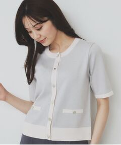 index / インデックス カーディガン・ボレロ | ラメバイカラー半袖カーディガン【洗濯機洗い可】