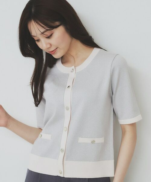 index/インデックス ラメバイカラー半袖カーディガン【洗濯機洗い可】 シルバー(506) 40(L) index/インデックス ラメバイカラー半袖カーディガン【洗濯機洗い可】 シルバー(506) 40(L)