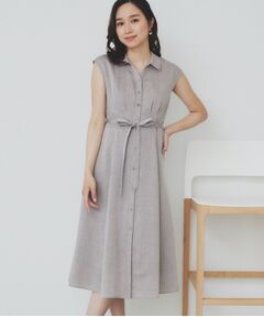 index / インデックス ミニ丈・ひざ丈ワンピース | リネンライクシャツワンピース【洗濯機洗い可】