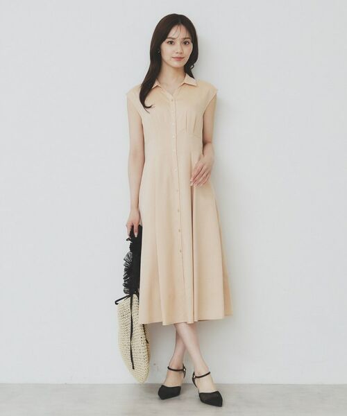 新品タグ付き　TUNIC ワンピース セール】 リネンライクシャツワンピース【洗濯機洗い可】 （ミニ