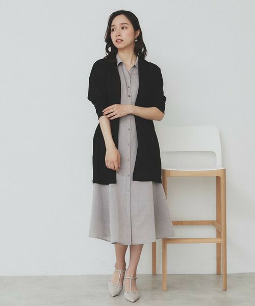 index / インデックス ミニ丈・ひざ丈ワンピース | リネンライクシャツワンピース【洗濯機洗い可】 | 詳細5