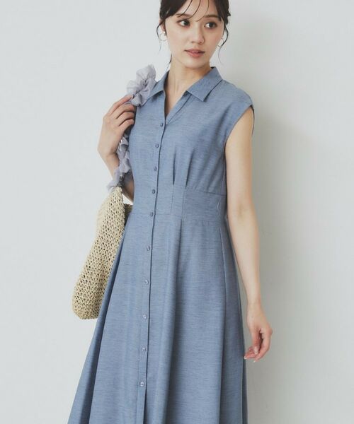 index / インデックス ミニ丈・ひざ丈ワンピース | リネンライクシャツワンピース【洗濯機洗い可】 | 詳細7