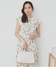 index / インデックス ミニ丈・ひざ丈ワンピース | 《美人百花掲載》フリルプリーツ花柄ワンピース【洗濯機洗い可/イージーアイロン/防シワ】