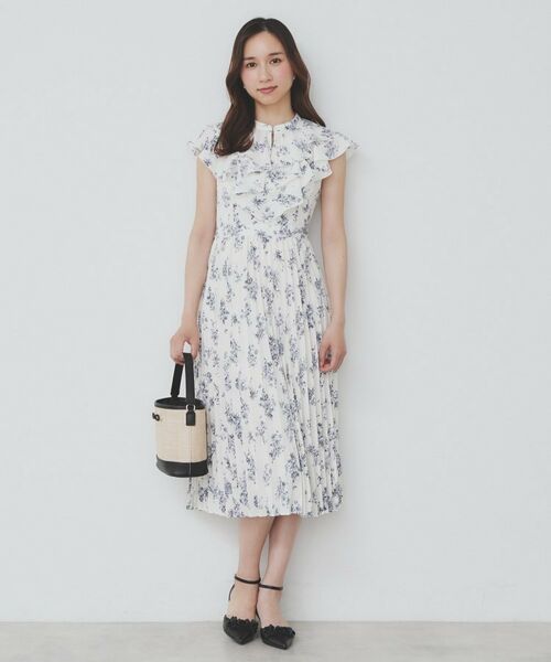 index / インデックス ミニ丈・ひざ丈ワンピース | 《美人百花掲載》フリルプリーツ花柄ワンピース【洗濯機洗い可/イージーアイロン/防シワ】 | 詳細10
