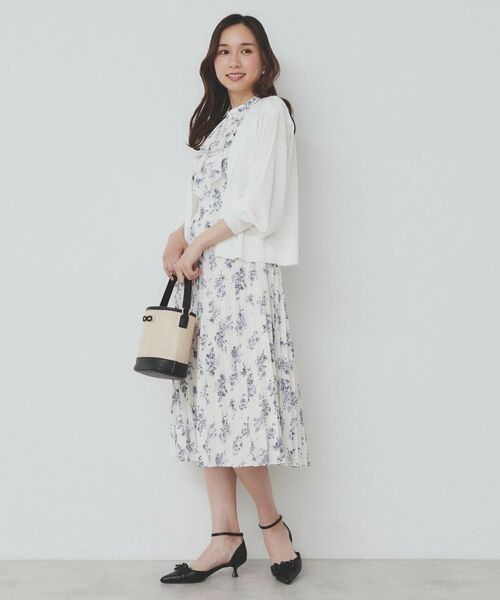 index / インデックス ミニ丈・ひざ丈ワンピース | 《美人百花掲載》フリルプリーツ花柄ワンピース【洗濯機洗い可/イージーアイロン/防シワ】 | 詳細11
