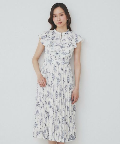 index / インデックス ミニ丈・ひざ丈ワンピース | 《美人百花掲載》フリルプリーツ花柄ワンピース【洗濯機洗い可/イージーアイロン/防シワ】 | 詳細13