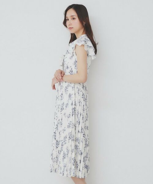 index / インデックス ミニ丈・ひざ丈ワンピース | 《美人百花掲載》フリルプリーツ花柄ワンピース【洗濯機洗い可/イージーアイロン/防シワ】 | 詳細14