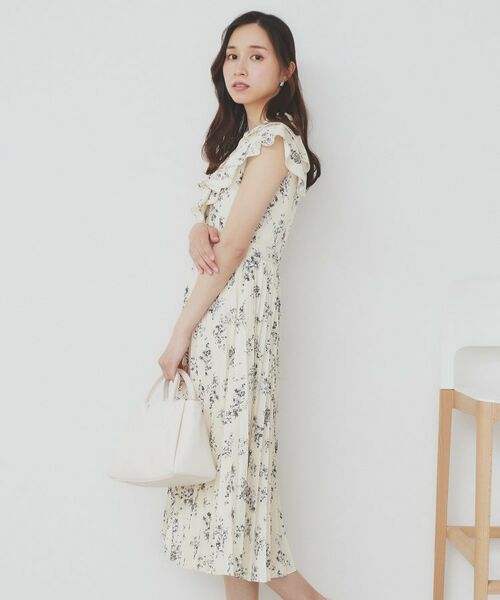 index / インデックス ミニ丈・ひざ丈ワンピース | 《美人百花掲載》フリルプリーツ花柄ワンピース【洗濯機洗い可/イージーアイロン/防シワ】 | 詳細5