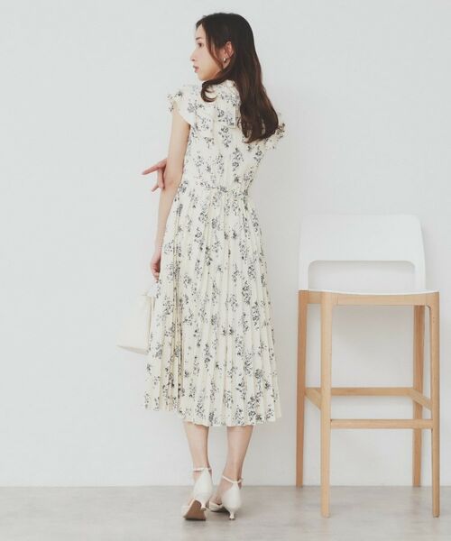 index / インデックス ミニ丈・ひざ丈ワンピース | 《美人百花掲載》フリルプリーツ花柄ワンピース【洗濯機洗い可/イージーアイロン/防シワ】 | 詳細7