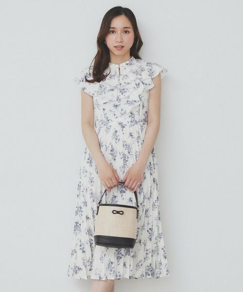 index / インデックス ミニ丈・ひざ丈ワンピース | 《美人百花掲載》フリルプリーツ花柄ワンピース【洗濯機洗い可/イージーアイロン/防シワ】 | 詳細9