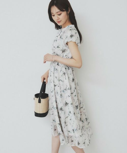 index / インデックス ミニ丈・ひざ丈ワンピース | シアーフラワーワンピース【洗濯機洗い可】 | 詳細1