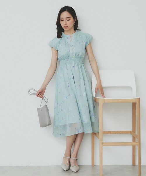index / インデックス ミニ丈・ひざ丈ワンピース | シアーフラワーワンピース【洗濯機洗い可】 | 詳細10