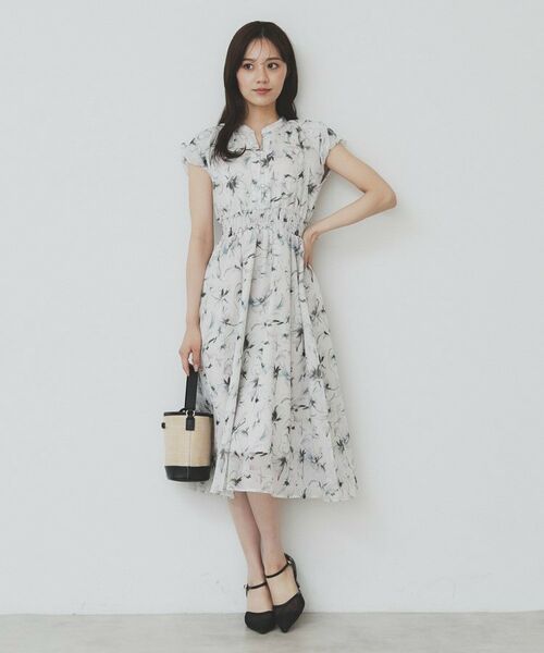 index / インデックス ミニ丈・ひざ丈ワンピース | シアーフラワーワンピース【洗濯機洗い可】 | 詳細2