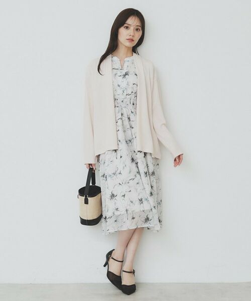 index / インデックス ミニ丈・ひざ丈ワンピース | シアーフラワーワンピース【洗濯機洗い可】 | 詳細3