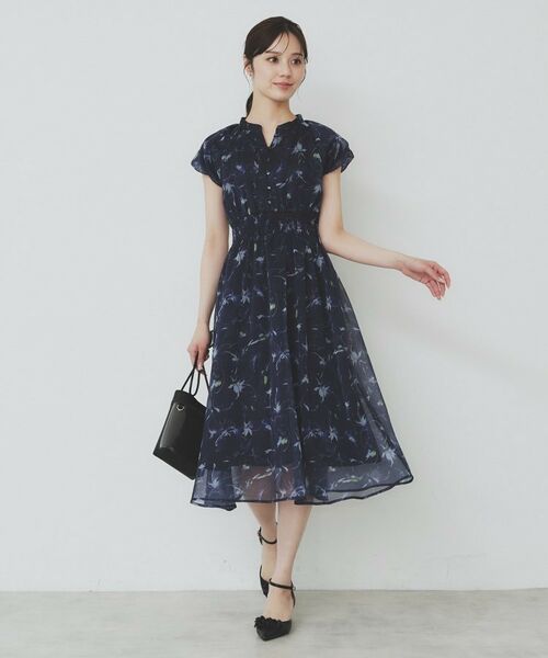 index / インデックス ミニ丈・ひざ丈ワンピース | シアーフラワーワンピース【洗濯機洗い可】 | 詳細6