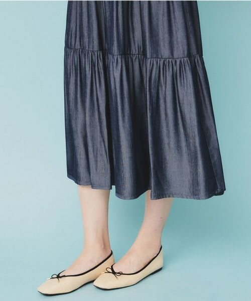 index / インデックス ミニ丈・ひざ丈ワンピース | シャンブレーティアードロングワンピース【洗濯機洗い可/接触冷感】 | 詳細16