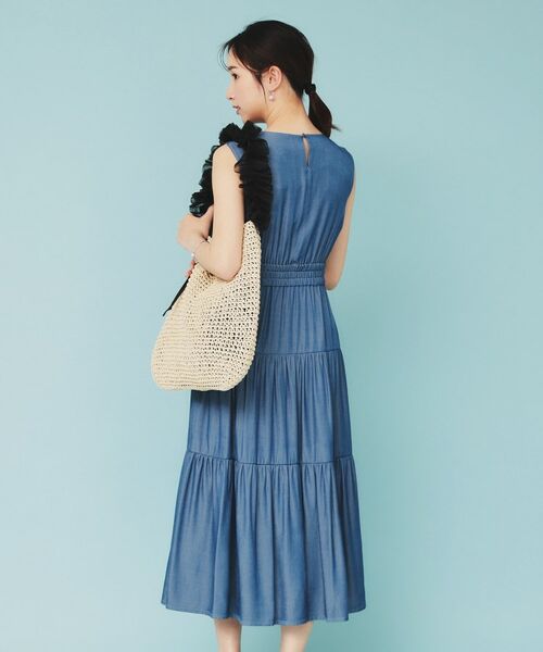 index / インデックス ミニ丈・ひざ丈ワンピース | シャンブレーティアードロングワンピース【洗濯機洗い可/接触冷感】 | 詳細2