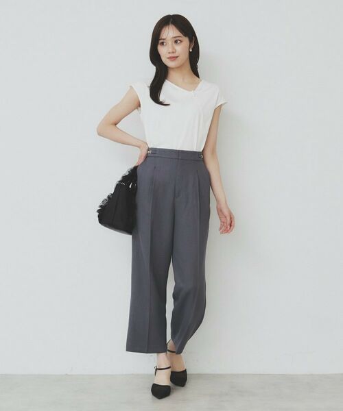 index / インデックス ショート・ハーフ・半端丈パンツ | サイドビット付きストレッチワイドパンツ【洗濯機洗い可/吸水速乾/防シワ】 | 詳細15