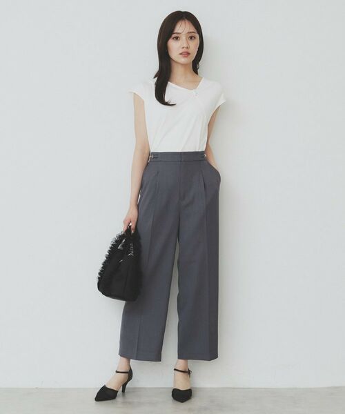 index / インデックス ショート・ハーフ・半端丈パンツ | サイドビット付きストレッチワイドパンツ【洗濯機洗い可/吸水速乾/防シワ】 | 詳細16