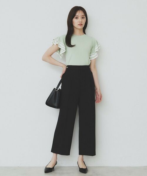 index / インデックス ショート・ハーフ・半端丈パンツ | サイドビット付きストレッチワイドパンツ【洗濯機洗い可/吸水速乾/防シワ】 | 詳細3