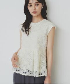 index / インデックス シャツ・ブラウス | フラワーチュール刺繍ペプラムブラウス【洗える】