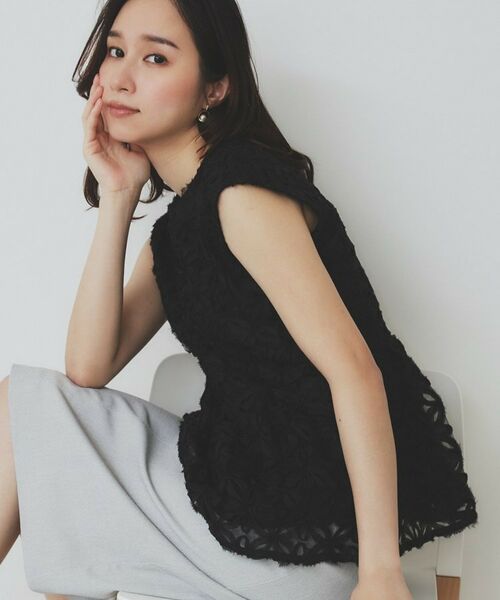 index / インデックス シャツ・ブラウス | フラワーチュール刺繍ペプラムブラウス【洗える】 | 詳細1