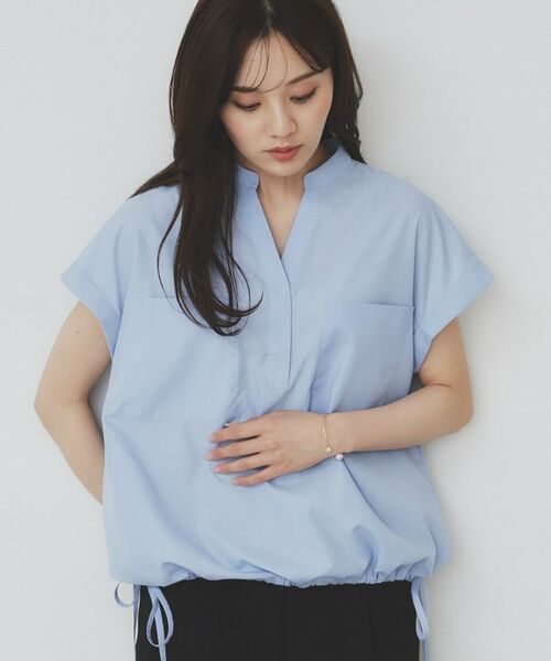index / インデックス シャツ・ブラウス | ダブルポケットスキッパーシャツ【洗濯機洗い可/イージーアイロン】(ブルー(891))