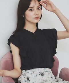 index / インデックス シャツ・ブラウス | プリーツフリルバンドカラーブラウス【洗濯機洗い可/イージーアイロン】