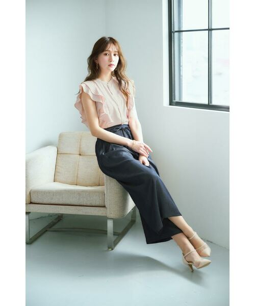 index / インデックス シャツ・ブラウス | プリーツフリルバンドカラーブラウス【洗濯機洗い可/イージーアイロン】 | 詳細1