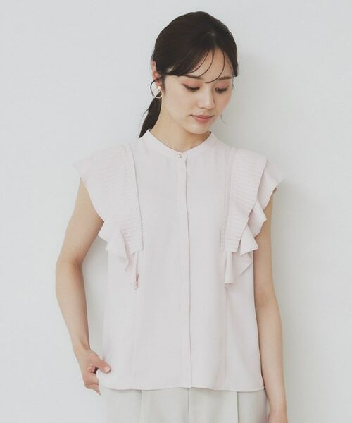 index / インデックス シャツ・ブラウス | プリーツフリルバンドカラーブラウス【洗濯機洗い可/イージーアイロン】 | 詳細14