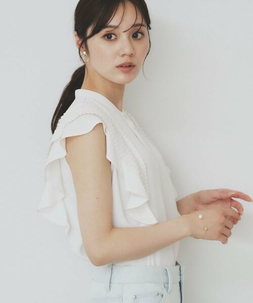 index / インデックス シャツ・ブラウス | プリーツフリルバンドカラーブラウス【洗濯機洗い可/イージーアイロン】 | 詳細2